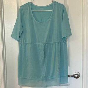 Women's Maternity Aqua Short Sleeve Top